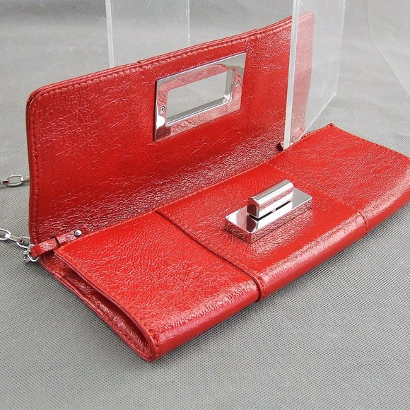 Banana Republic Leather Red Clutch or Shoulder Bag Purse - Picture 7 of 7